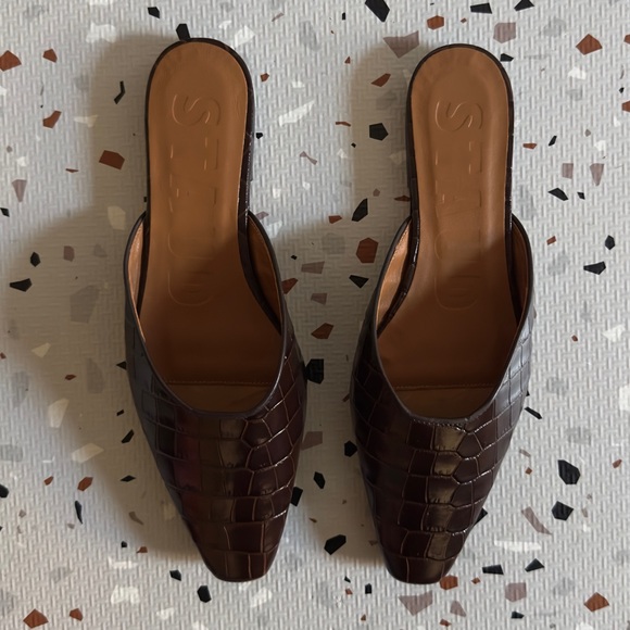 Staud Brown Croc Flat Mules Size 38 - Picture 3 of 8